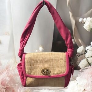 COACH PINK STRAW BAG, Small